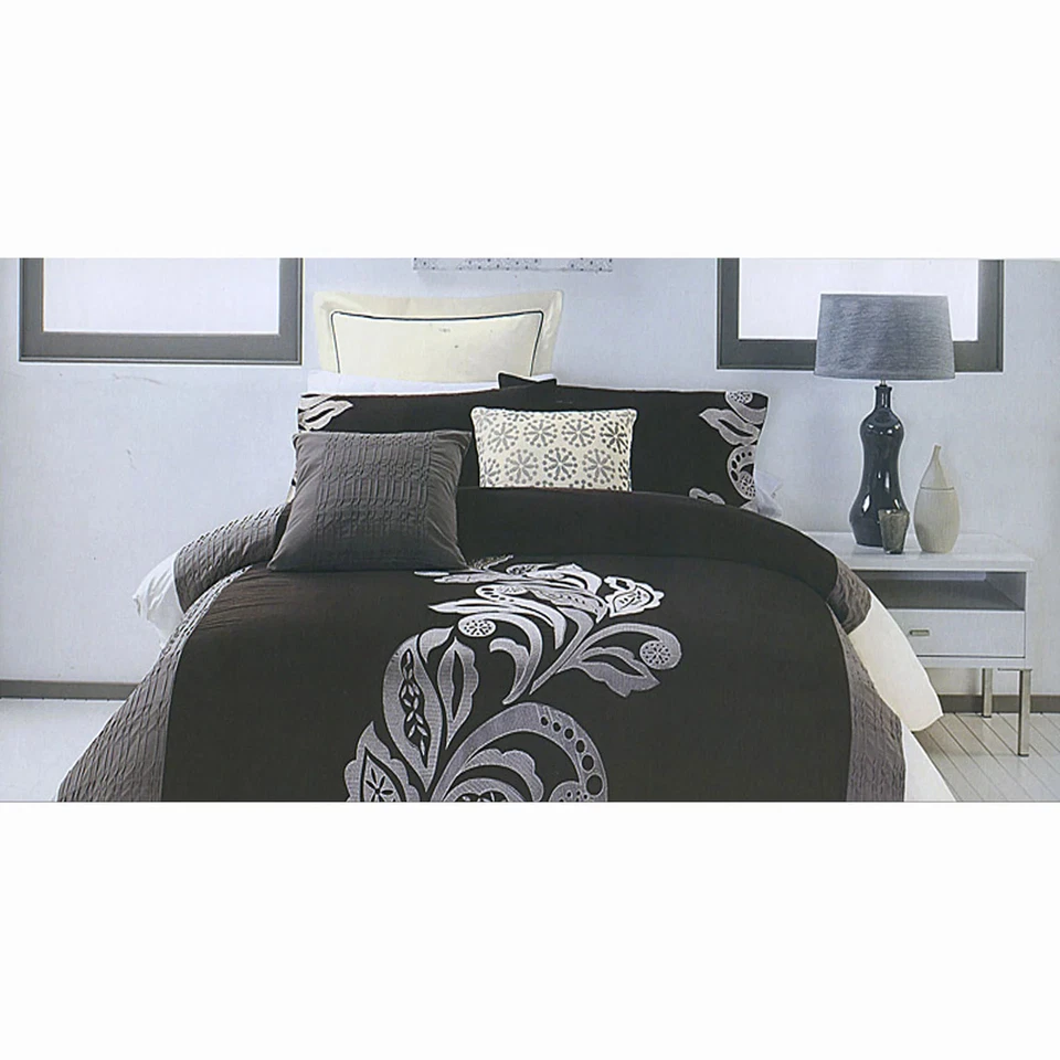 Pierre Black Grey Quilt Cover Set KING - image 1 of 1