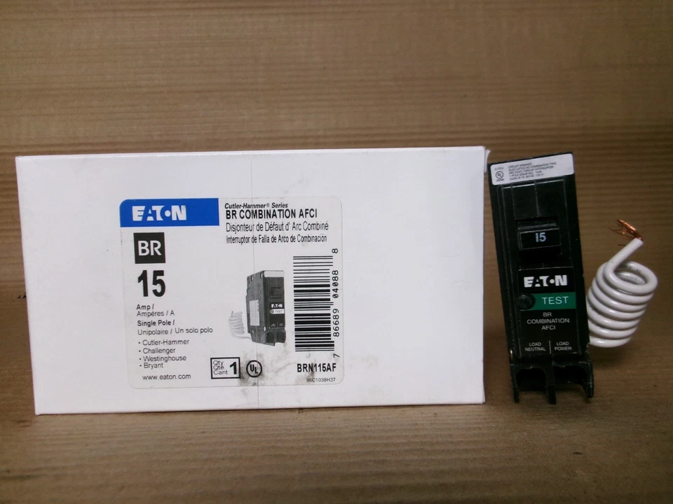 EATON CUTLER HAMMER WESTINGHOUSE NEW Eaton BR BRN115AF 1 Pole 15 Amp 120/240V AFCI Circuit Breaker NOB