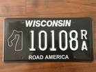 Wisconsin ROAD AMERICA License Plate #10108 RA - #108 issued
