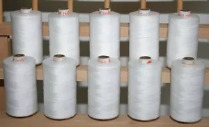 NEW 10 LARGE Spools of 3 ply 1000M WHITE QUILTING SEWING SERGER THREAD - Picture 1 of 1