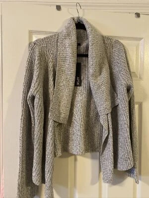 Cardigã suéter novo com etiquetas $50.00 Apt.9 cinza claro urze shaker ponto Flyaway GG - Imagem 1 de 4