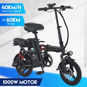 Foldable Electric Bike 1000W 40KM/H Protable Commuter Travel Bicycle eBike - Picture 1 of 20