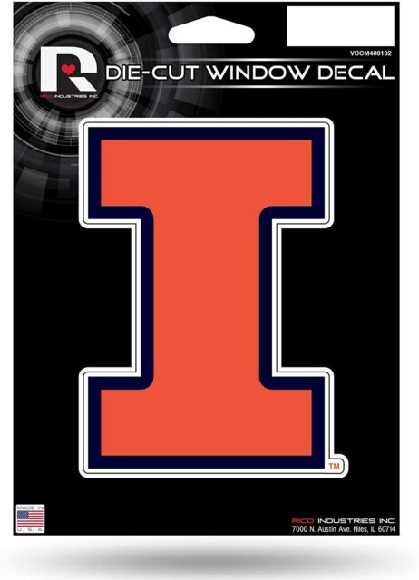 Illinois Fighting Illini 4-Inch Round Football Vinyl Decal 