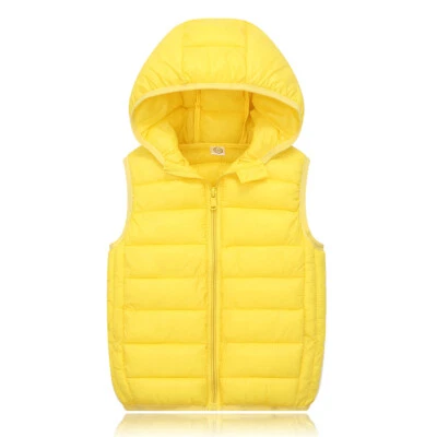 Kids Boys Girls Puffer Down Vest Kids Hooded Zip Sleeveless Jacket Winter Coat - Image 1 of 4
