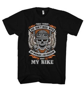 T-shirt uomo tre cose da non fare mai con un biker MB15420 - Foto 1 di 1