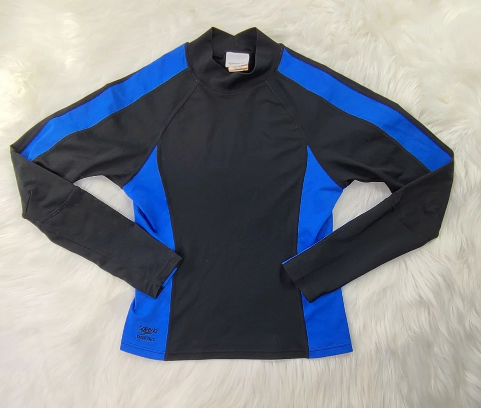 Camiseta deportiva Speedo L Endurance negra y azul de rendimiento ENVIADA RÁPIDAMENTE 💨 Foto 1 de 4