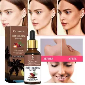 30ml Natural Face Sun Tanning Serum Liquid Dark Self Tanning Drops Serum New - Picture 1 of 15