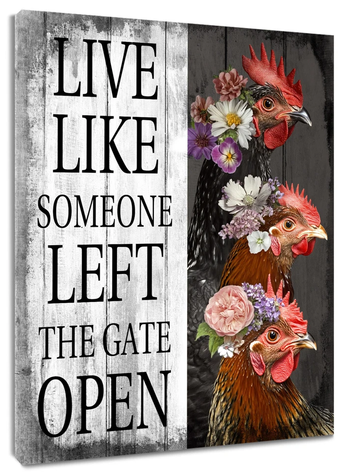 Arte de pared abstracto inspirador de gallo de granja para baño sala de estar Foto 1 de 4