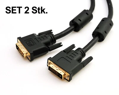 SET 2x Video DVI Kabel 5m, Stecker - Stecker vergoldet Monitor Dual Link 24+1  - Bild 1 von 4
