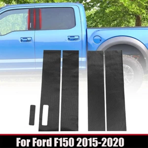 Real Carbon Fiber Window Pillar Posts For Ford F150 2015-2020 Black 4PCS - Picture 1 of 12