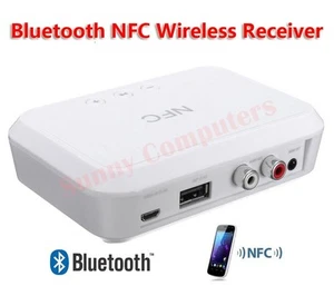 NFC Bluetooth Wireless Audio Receiver 3.5MM RCA Music Adapter USB Power Charge - Picture 1 of 10