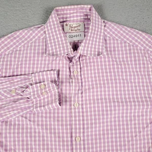 Penguin Shirt Mens Large Purple Plaid Casual Button Up Long Sleeve - Picture 1 of 6