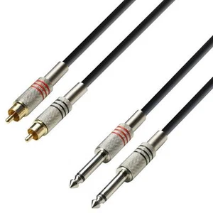 Adam Hall 2x Cinch Phono Stecker auf 2x 6,35mm Klinkenkabel - 1m/3m & 6m - Bild 1 von 4