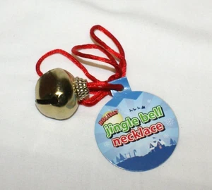 Gold Tone Jingle Bell Necklace Pendant 13" Red Cord Christmas Holiday - Picture 1 of 1