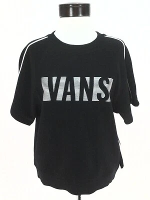 范斯运动衫标志 S/S 罕见样品黑色 W 银色毛圈衬里女式 S 全新 — 第 1/4 张图片