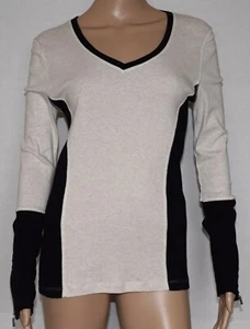 Calvin Klein Performance Quick Dry Beige Black Zip Sleeve Stretchy Top Size S - Picture 1 of 8