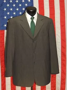 Hombres Milano Galleria I Tessuti Di Biella Italia Rayas Blazer Chaqueta Abrigo 46 Gris - Imagen 1 de 12