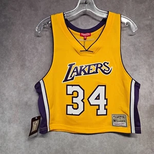 NWT Mitchell & Ness Lakers Shaquille O'Neal 34 Crop Tank Top Jersey Women L $85 - Picture 1 of 8
