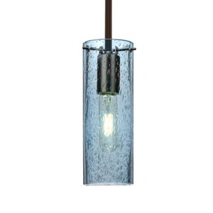 Besa Lighting Juni 10 1 Light Stem Pendant, Bronze/Blue - 1TT-JUNI10BL-BR - Picture 1 of 1