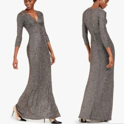 NWT Calvin Klein Womens Shimmer Cut Out Evening Dress Size 2 Retail $178 - Image 1 of 4