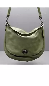 Coach 36762 Olive Green Pebbled Leather Turn Lock Crossbody Hobo Shoulder Bag - Picture 1 of 13
