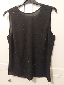 H & M Size 12 Black Beaded Vest Style Top New With Tags - Picture 1 of 3