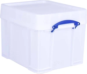 35 Liter Plastic Stackable Storage Container with XL Snap Lid & Built-In Clip Lo - Picture 1 of 7