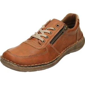 Rieker Wide Fit Shoes Lace Up Mens Zip 03030-25 Loafers Light Brown Comfort - Picture 1 of 12