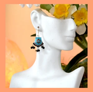 Pendientes colgantes de plata esterlina Meenakari esmalte pintados a mano gancho joyería  - Imagen 1 de 6