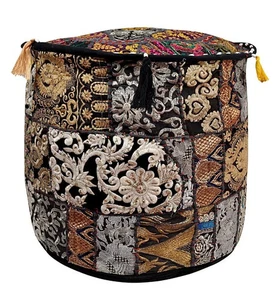 Pouf Ottoman Handmade Vintage Home Decor Designers Khambari Square Pouf - Picture 1 of 5