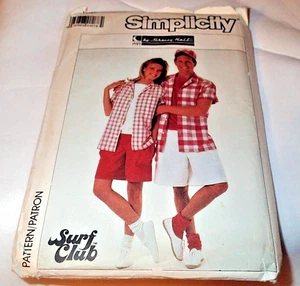 SIMPLICITY PATTERN 7999 ~ UNISEX SHIRT SHORTS TOP ~ MISSES MEN TEEN SZ M *UNCUT - Picture 1 of 1