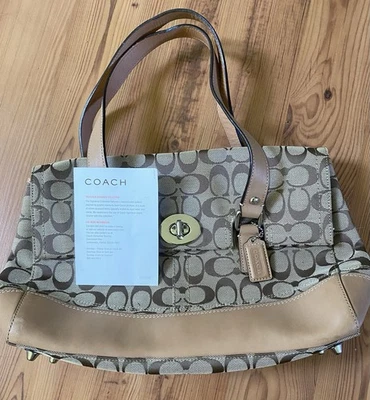 Bolso Cartera Coach Vintage Marrón Mediano Dos Asas Estado Usado/Desgaste Menor. Foto 1 de 4