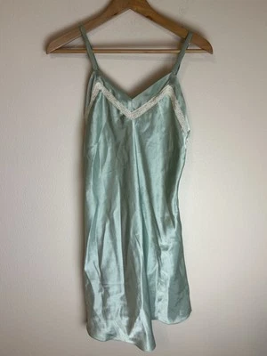 Vintage Talbots S Camisón Satinado Vestido Sin Mangas Encaje Caprichoso Hada Y2K Mini Chemise Foto 1 de 4