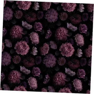 Dark Floral Peony Wallpaper Contact Paper for 17.7" x 70.8" Deep Purple - Picture 1 of 7