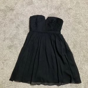 J. Crew Nadia 100% Silk Chiffon Strapless Dress Navy Size 6 Sweetheart Neckline - Picture 1 of 16