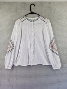 Boden White Colourful Embroidered Button Up Boho Festival Top Size UK 12 - Picture 1 of 18