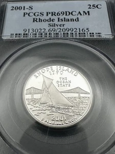 2001‑S Rhode Island Silver Proof Quarter PCGS PR69DCAM Deep Cameo 25C - Picture 1 of 3