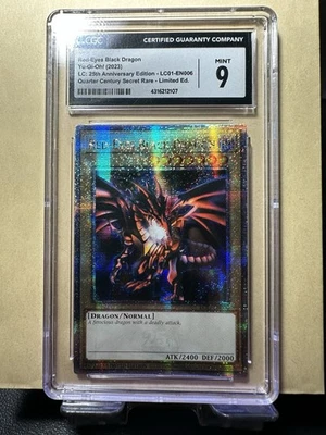 CGC 9 Red-Eyes Black Dragon LC01-EN006 Quarter Century Secret Rare Rarity - Image 1 of 2