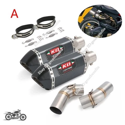 For Ducati Monster 696 795 796 1100 Exhaust System Mid Link Pipe 51mm Muffler - Image 1 of 4