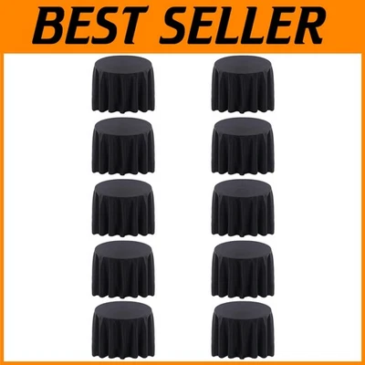 Elegant Black Table Cloths 120" - 10 Pack for Wedding, Party - Image 1 of 4