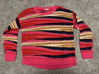 Небеса синий розовый/темно-синий уютный в полоску длинным рукавом свитер размер средний - Изображение 1 из 4