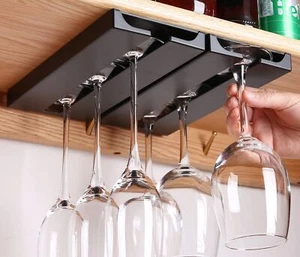 2 Pack Under Cabinet Shelf Wine Glass Holder Stemware Rack Drying Storage Hanger - Picture 1 of 6