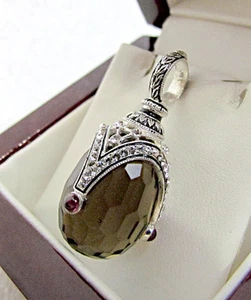 SALE!  SCHÖNER RUSSISCHER ANHÄNGER STERLINGSILBER EMAILLE mit RAUCHTOPAS - Bild 1 von 1