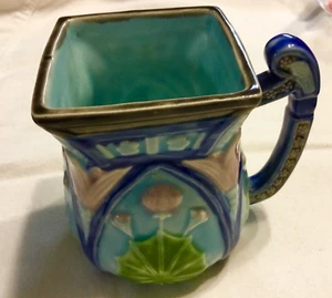 19TH COPELAND Majolica Unsigned Lotus Handled Jug Pitcher Mug - Picture 1 of 7