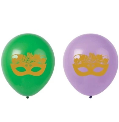Mardi Gras Latex Balloons, 16-Pack 12inch Purple, Green, Gold Mask Birthday... - Изображение 1 из 3