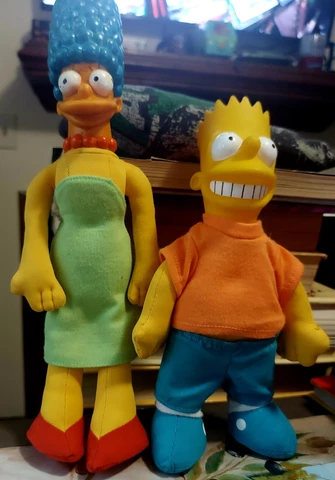 Marge Bart Simpsons Plush Doll Hard Rubber Heads rare 1990 Vintage Cover