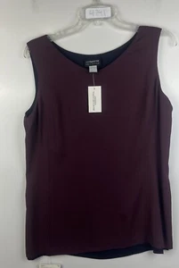 liz claiborne Reversible Two Side Blouse Shirt Top Tank 10 Silk Purple Blue - Picture 1 of 12