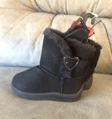 Botas forradas de piel negras Garanimals para niñas pequeñas talla 3 Foto 1 de 4