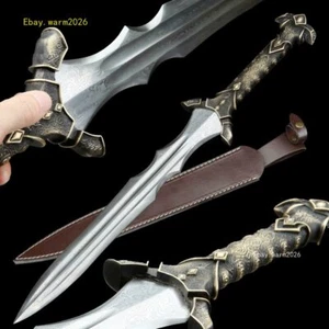 Nice Brass Handle Double-edged Sword Sharp Damascus Folded Steel Battle Ready - Picture 1 of 11