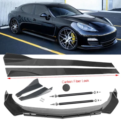 Carbon Fiber Front Bumper Lip Splitters Side Skirt Strut Rod For Porsche Panam Foto 1 de 4